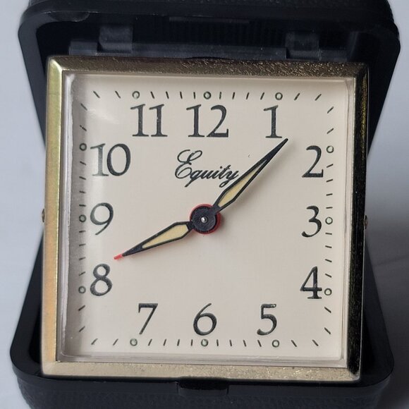 Vintage Equity Travel Alarm Clock glow in dark hands vintage alarm clock folding - Picture 3 of 8